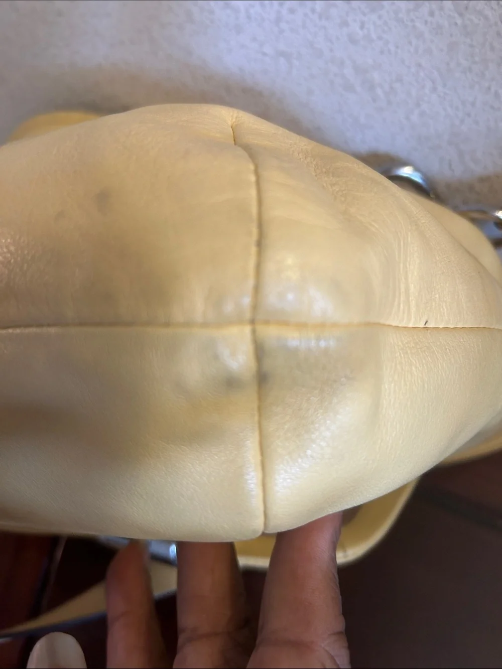 Coach Yellow Leather Hobo Bag with Chain Accented Long Strap